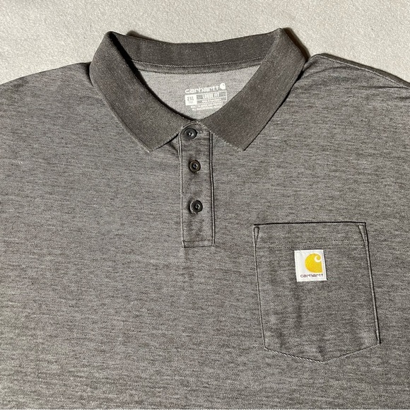Carhartt Men’s Loose Fit Polo Shirt Gray 2XL Short Sleeve Workwear Cotton Blend - Picture 2 of 6